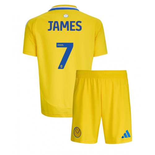 Fotballdrakt Barn Leeds United Daniel James #7 Bortedraktsett 2024-25 Kortermet (+ Korte bukser)